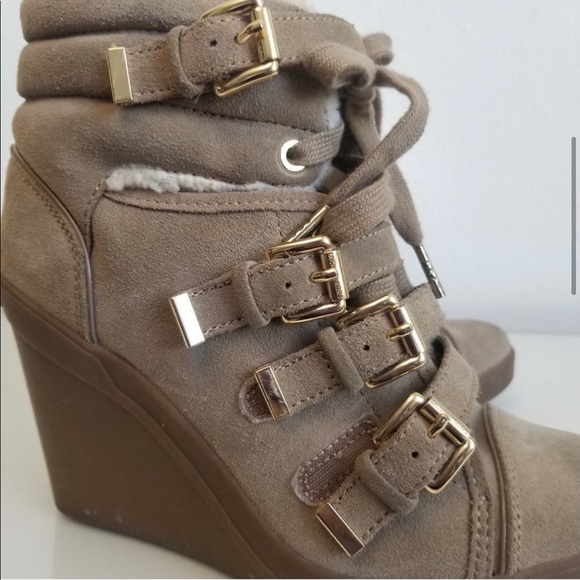 Michael Kors wedge fur booties ankle boots - Picture 6 of 10